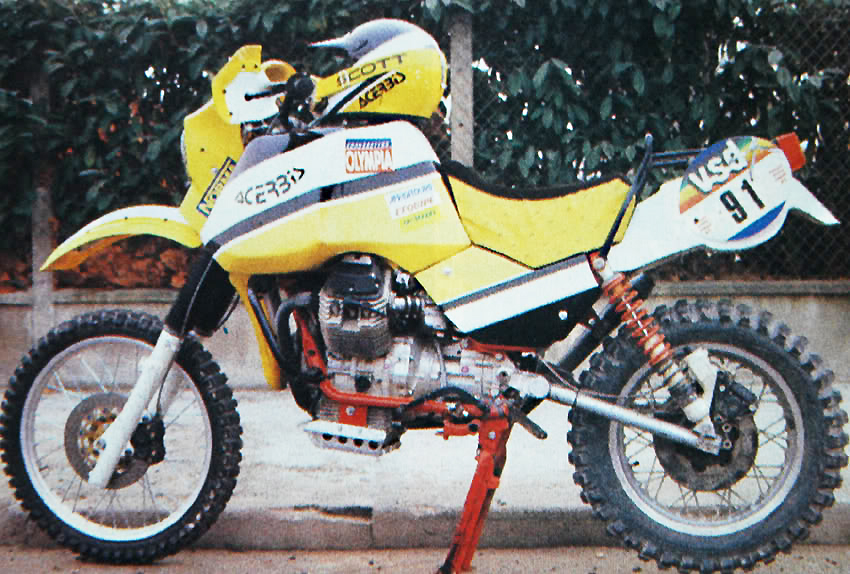 Moto Guzzi V65 TT of towers to Dakar 1985