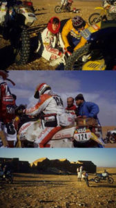 Alcuni momenti immortalati della Dakar 1986. Nella foto in alto la grande Veronique Anquetil.